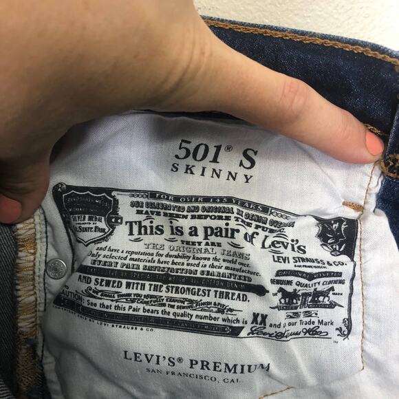 Levi 501 Jeans Big E Reproduction Skinny Blue Button Fly 27 - Picture 11 of 13